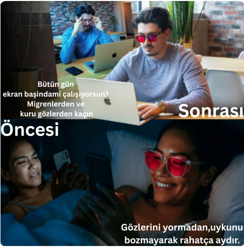 BLUVİA®  Unisex Kırmızı Camlı Mavi Işık  Gözlüğü