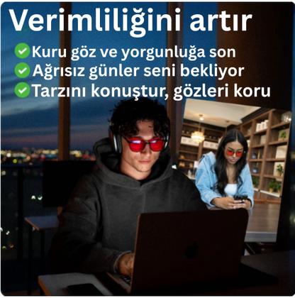 BLUVİA®  Unisex Kırmızı Camlı Mavi Işık  Gözlüğü