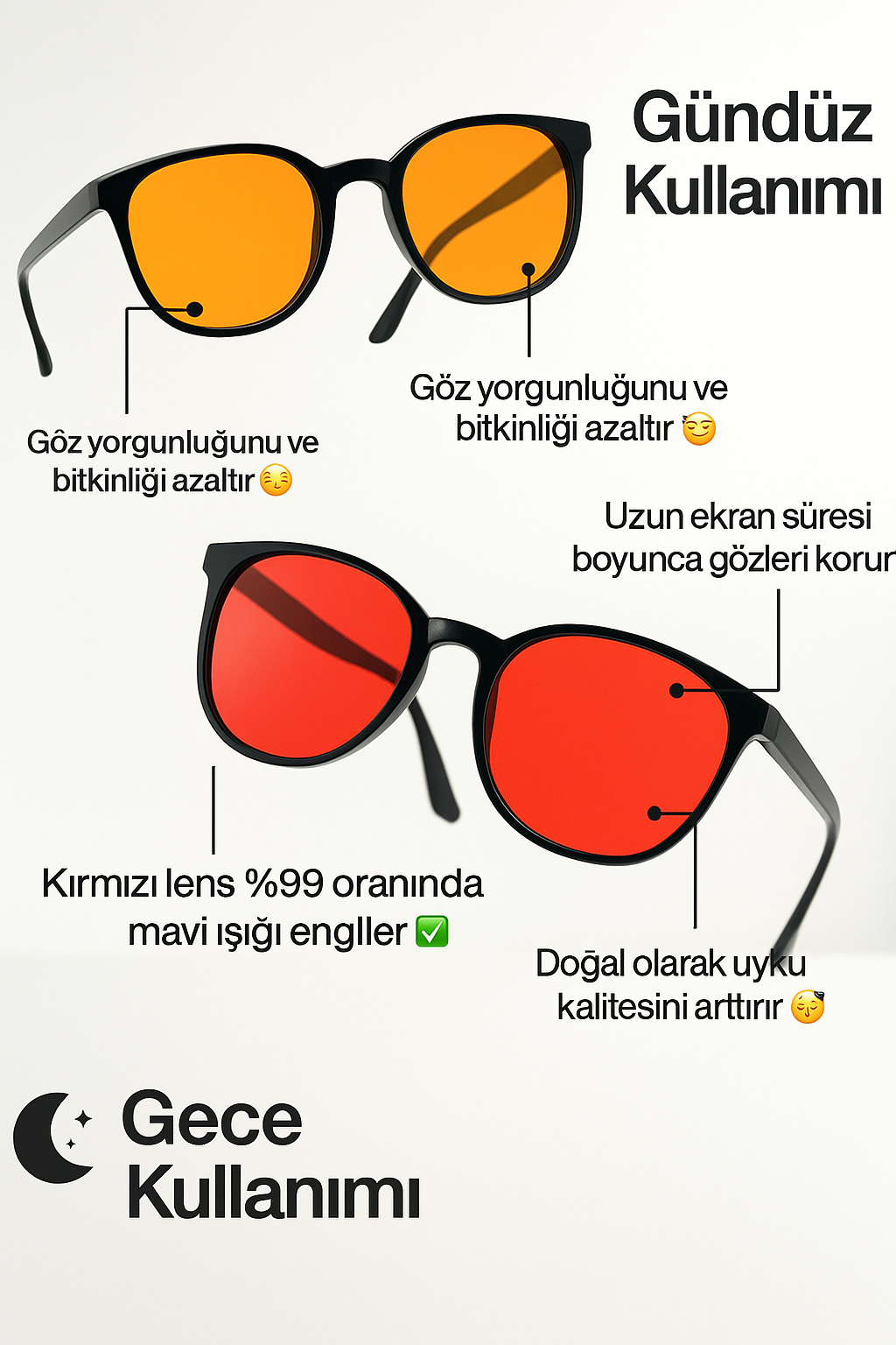 BLUVİA®  Unisex Kırmızı Camlı Mavi Işık  Gözlüğü