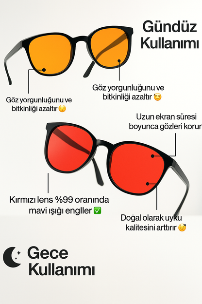 BLUVİA®  Unisex Kırmızı Camlı Mavi Işık  Gözlüğü